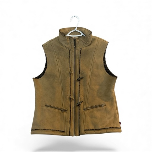 Woolrich Jackets & Blazers - WOOLRICH Women's Faux Suede Vest KHAKI Lined Full Zip Up